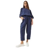 Shade Kadın Kayık Yaka Yarım Kol Bluz Beli Lastikli Şalvar Pantolon Alt-Üst Takım 60283118, İndigo, 36