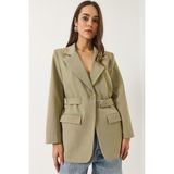 Shade Kadın Kemer Detaylı Astarlı Blazer Ceket - Mint Yeşili - 36