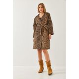 Shade Kadın Leopar Desenli Trençkot - Siyah - Camel - 38