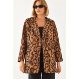 Shade Kadın Premium Kaşe Leopar Ceket Mbms - Camel