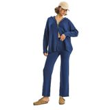 Shade Kadın Relax Fit Kapüşonlu Hırka Yüksek Bel Pantolon Triko Takım TT251003 60283645, Lacivert, Standart