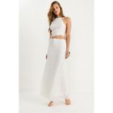 Shade Kadın Sırt Detaylı Gipeli Crop Bluz Astarlı Pileli Etek Takım 9542 60283444, Beyaz, L