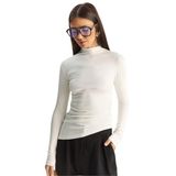 Shade Kadın Soft Touch Yarım Balıkçı Yaka Büzgülü Basic Blüz 1014 60283889, Beyaz, L