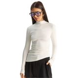 Shade Kadın Soft Touch Yarım Balıkçı Yaka Büzgülü Basic Blüz 1014 60283889, Beyaz, M