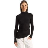 Shade Kadın Soft Touch Yarım Balıkçı Yaka Büzgülü Basic Blüz 1014 60283889, Siyah, L