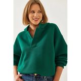 Shade Kapişonlu V Yaka Sweatshirt, S, 60351253, Yeşil, kadın