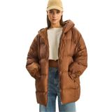 Shade Kapüşonlu Oversize Şişme Mont, Standart, 60283686, Kahverengi, Kadın