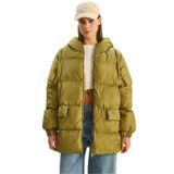 Shade Kapüşonlu Oversize Şişme Mont, Standart, 60283686, Yeşil, Kadın