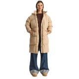Shade Kapüşonlu Uzun Puffer Mont, 38, 60283868, Bej, Kadın