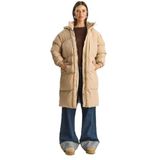 Shade Kapüşonlu Uzun Puffer Mont, 40, 60283868, Bej, Kadın