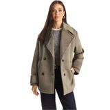 Shade Kruvaze Yaka Astarlı Kısa Oversize Kaşe Kaban, M, Kruvaze Yaka Astarlı Kısa Oversize Kaşe Kaban, Vizon, Kadın