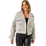 Shade Kruvaze Yaka Kaşe Ceket, M, 60261240, Gri, Kadın