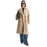 Shade Kruvaze Yaka Oversize Uzun Kaşe Kaban, M, 60283849, Bej, Kadın