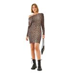 Shade Leopar Desenli Elbise, L, 60251951, Siyah-Camel, Kadın
