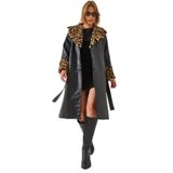 Shade Leopar Kürklü Deri Trençkot, 38, 60351269, Siyah, Kadın