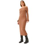 Shade Madonna Yaka İspanyol Kol Fitilli Elbise, L, 60261176, Camel, Kadın