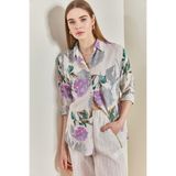 Shade Multi Desenli Oversize Gömlek, S, 40501010, Lila, Kadın