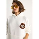 Shade Nakış İşlemeli Kapüşonlu Kanguru Cepli Sweatshirt, XL, 60284098, Ekru, kadın