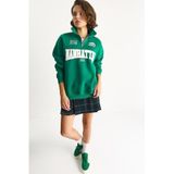 Shade Nakışlı Yarım Fermuarlı Polo Yaka Şardonlu Oversize Sweatshirt, M, 60283528, Yeşil, kadın
