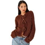 Shade Önden Bağlamalı Saçaklı Hırka, Standart, 60261211, Kahve, Kadın