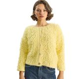 Shade Oversize Saçaklı Triko Hırka, Standart, 60283750, Sarı, Kadın