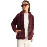 Shade Peluş Kapüşonlu Fermuarlı Hırka, S, 60283844, Mürdüm, Kadın