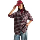 Shade Tek Cep Detaylı Oversize Ekose Gömlek, Standart, 60283572, Kırmızı-Beyaz, Kadın