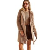 Shade Tek Düğmeli Kuşaklı Astarlı Kaşe Kaban, M, Tek Düğmeli Kuşaklı Astarlı Kaşe Kaban, Camel, Kadın