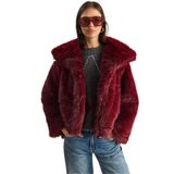 Shade Yakalı Astarlı Premium Kürk Mont, S, MBMS037, Bordo, Kadın