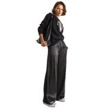 Shade Yüksek Bel Beli Lastikli Saten Bol Paça Pantolon, M, 60284074, Siyah, Kadın