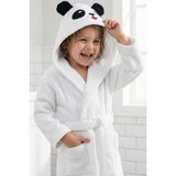 Shadro Textile Kapüşonlu Kız-Erkek Çocuk Bornozu Pamuklu-Panda - 4 - 6 Yaş - Beyaz