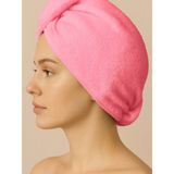 Shadro Textile Pamuklu Saç Kurutma Bonesi,saç Kurutma Havlusu | Yumuşak ve Süper Emici | Düğmeli | - 25 x 65 cm - Pembe
