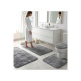 SHAGY HOME BANYO PASPASI 4LÜ Shaggy PASPAS TAKIMI AÇIK GRİ BÜYÜK BOY 60X100 KAYMAZ TABAN