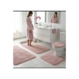 SHAGY HOME BANYO PASPASI 4LÜ Shaggy PASPAS TAKIMI PUTRA PEMBE BÜYÜK BOY 60X100 KAYMAZ TABAN