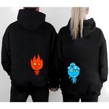Shain Ateş ve Su Sevgililer Günü Hediyesi Çift Kombin Sweatshirt - Siyah