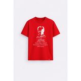 Shain Kişiye Isme Özel 23 Nisan Çocuk Bayramı Atatürk Baskılı Kırmızı Tişört T-Shirt