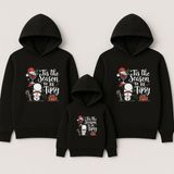 Shain Yeni Yıl Noel Yılbaşı Christmas Baskılı Anne Baba Çocuk Kombin Kapşonlu Sweatshirt - Siyah - 6 - 8 Yaş
