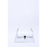 SHAKA Beyaz SHK153 Suni Deri Kilit Detaylı Standart Askılı Tek Bölmeli El, Kol ve Omuz Çantası U:15 E:29 G:9 cm