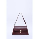 SHAKA Bordo SHK153 Suni Deri Kilit Detaylı Standart Askılı Tek Bölmeli El, Kol ve Omuz Çantası U:15 E:29 G:9 cm