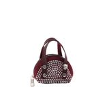 SHAKA Bordo Shk220 Süet Kumaş, Tek Bölmeli, Zincir Askılı,Fermuarlı, Taşlı, Mini El Ve Omuz Çantası,Bordo