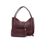 SHAKA Bordo Shk79 Deri Düğme Detaylı Çıtçıtlı Makyaj Çantalı Kol ve Omuz Çantası,Bordo S225-00148