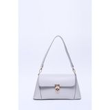 SHAKA Gri SHK153 Suni Deri Kilit Detaylı Standart Askılı Tek Bölmeli El, Kol ve Omuz Çantası U:15 E:29 G:9 cm