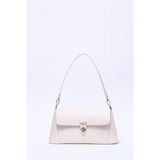 SHAKA Krem SHK153 Suni Deri Kilit Detaylı Standart Askılı Tek Bölmeli El, Kol ve Omuz Çantası U:15 E:29 G:9 cm
