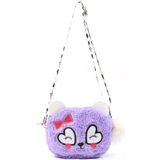 SHAKA Lila SHK285 Peluş Kumaş ,nakış Işlemeli, Fermuarlı Tek Bölmeli Kız Çocuk Çantası