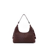 SHAKA Monogram Baskılı Bordo Shk82 Baget Model Tek Bölmeli Kadın Suni Deri Kol ve Omuz Çantası
