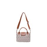 SHAKA Monogram Baskılı Vizon Shk135 Suni Deri, Tek Bölmeli, Çift Askılı El, Kol ve Çapraz Omuz Çantası,Vizon S225-00194