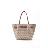 SHAKA Monogram Baskılı Vizon Shk159 Suni Deri, Astarlı, Çıtçıtlı, Kilit Detaylı El, Kol ve Omuz Çantası