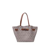 SHAKA Monogram Baskılı Vizon Shk159 Suni Deri, Astarlı, Çıtçıtlı, Kilit Detaylı El, Kol ve Omuz Çantası,Vizon S225-00214