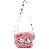 SHAKA Pudra SHK285 Peluş Kumaş ,nakış Işlemeli, Fermuarlı Tek Bölmeli Kız Çocuk Çantası