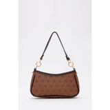 SHAKA SHK113 Monogram Baskılı Taba Kahverengi Suni Deri Astarlı El ve Omuz Çantası Günlük Kullanım İçin